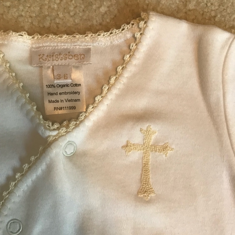 Beautiful cream gown with cross